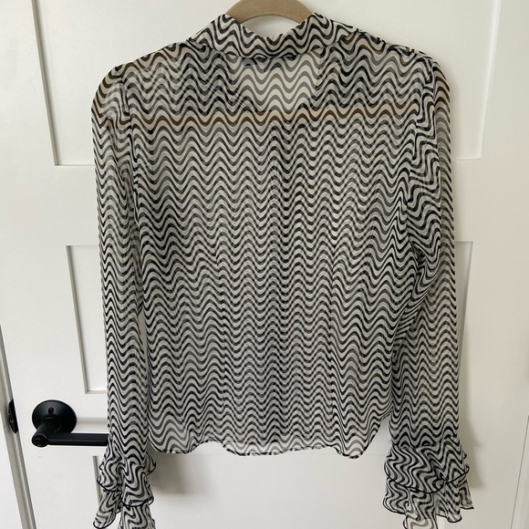 Parasuco Funky Black and White Striped Sheer Blouse - Picture 2 of 13